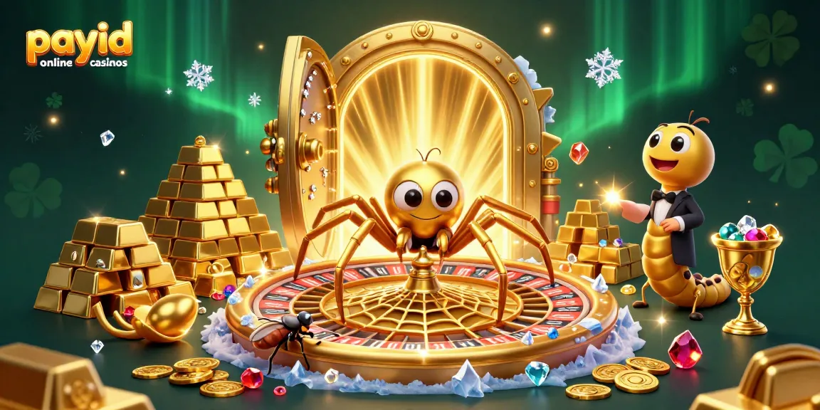 Engage in exciting bets at payid online casinos with golden spider spinning roulette, fly, and centipede dealer.