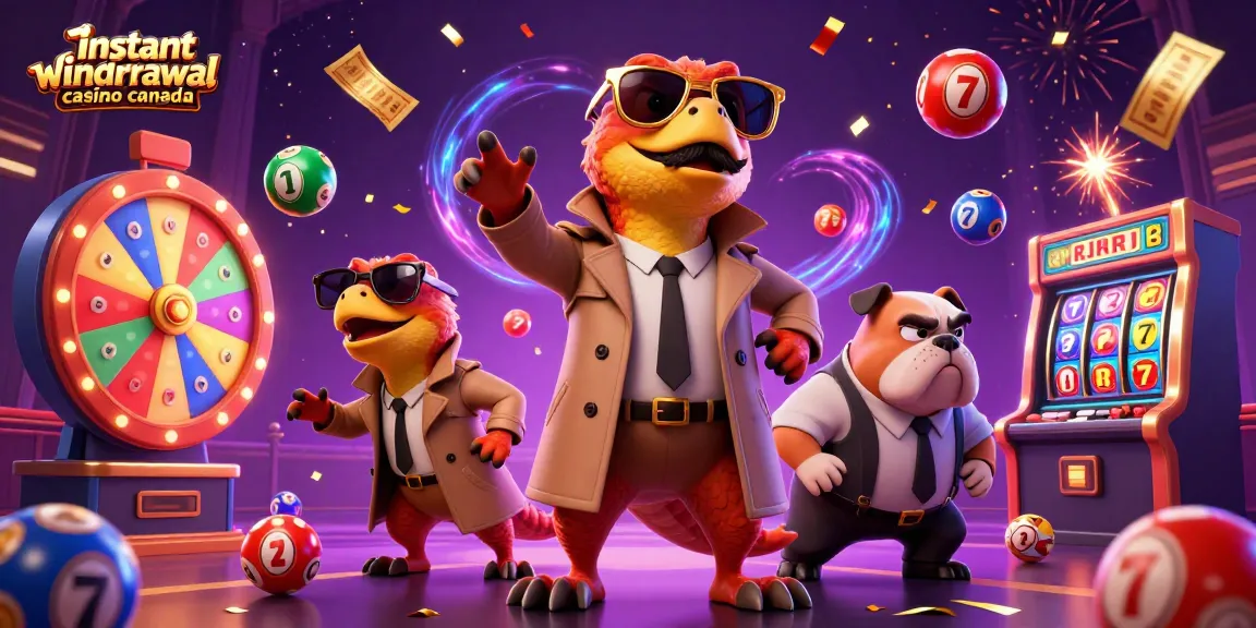 Engage in fun at an instant withdrawal casino Canada with raptors and vibrant casino elements.
